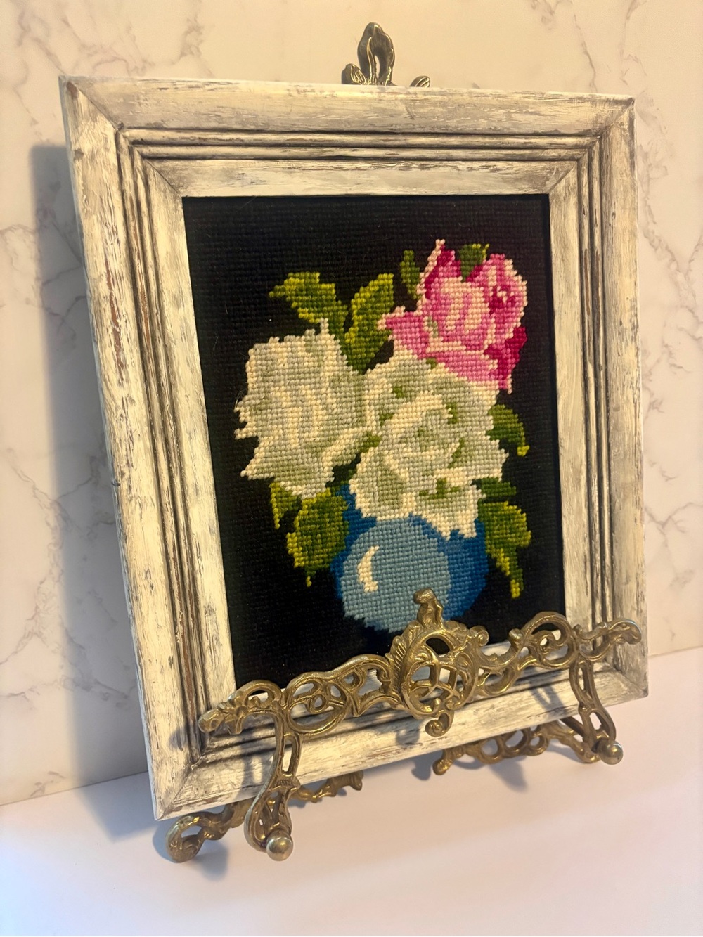 Lovely Vintage Floral Needlepoint